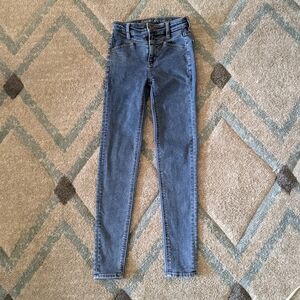 American Eagle Ne(X)t Level Stretch, Super Hi-Rise Jeggings, Blue, Size 00